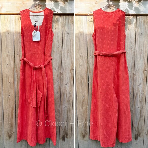 Ace & Jig Alley Jumper Sriracha Size Small Jumpsuit NWT Red Orange‎ Striped - Picture 3 of 17